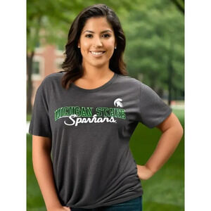NWT Michigan State Spartans Women's Large Gray T-Shirt Sports College Crew Neck‎